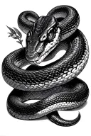 black thin snake coiled python tattoo design idea