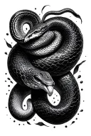 black thin snake coiled python tattoo design idea