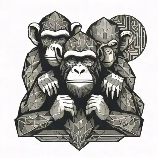 THREE WISE MONKEYS, SEE NO EVIL, SPEAK NO EVIL, HEAR NO EVIL tattoo design idea