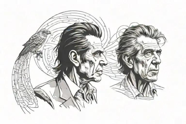 nick cave and leonard cohen tattoo design idea