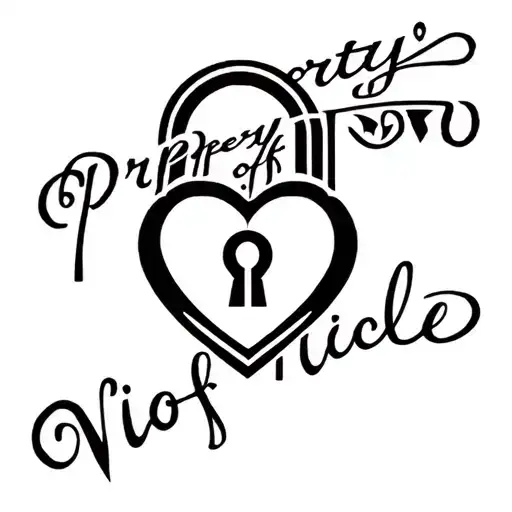 "Property of Nicole" "Property of Nicole" lock shaped heart tattoo design idea