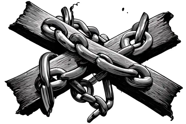 chain broken by cross where the break is tattoo design idea