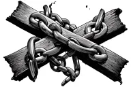 chain broken by cross where the break is tattoo design idea