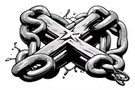 chain broken by cross where the break is tattoo design idea