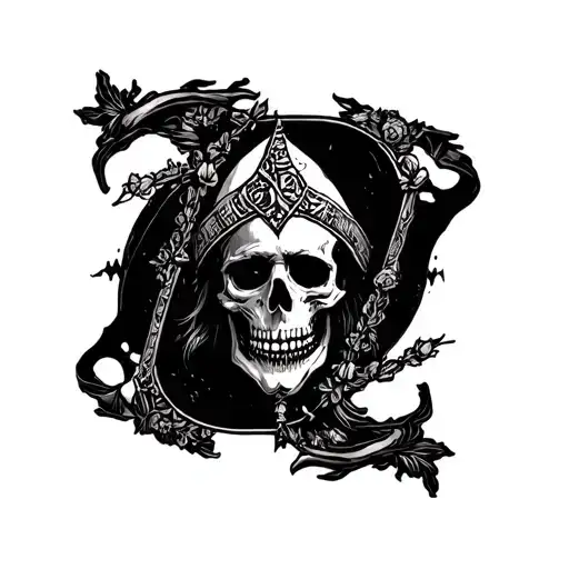 Cossack And death tarot card tattoo design idea