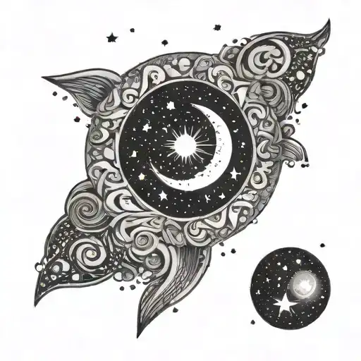 celestial stippling tattoo design idea