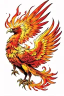 fiery phoenix with outstretched wings tattoo design idea