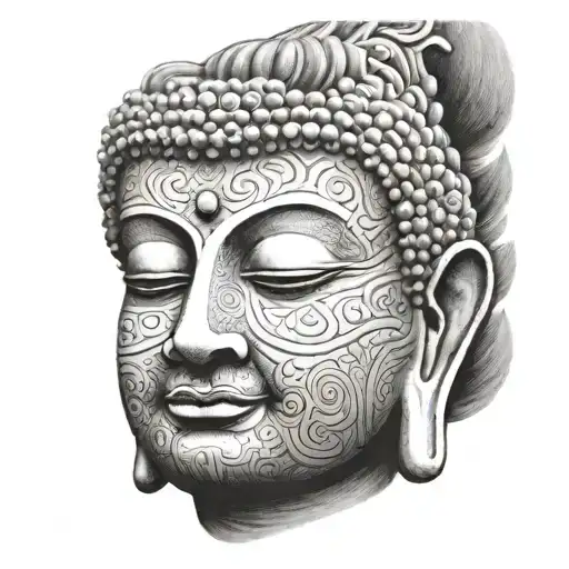 buddha face tattoo design idea