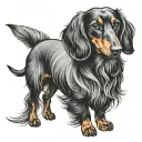 miniature long hair dachshund tattoo design idea