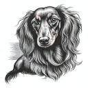 miniature long hair dachshund tattoo design idea
