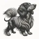 miniature long hair dachshund tattoo design idea