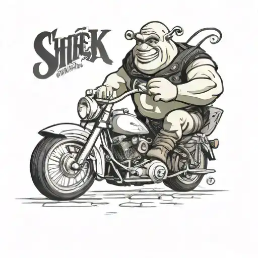 shrek riding a street glide tattoo design idea