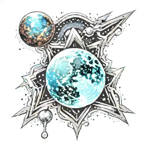 Full moon, Andromeda galaxy, Orion's nebula, M45, Mirach tattoo design idea