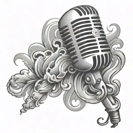 microphone & smoke rising tattoo design idea