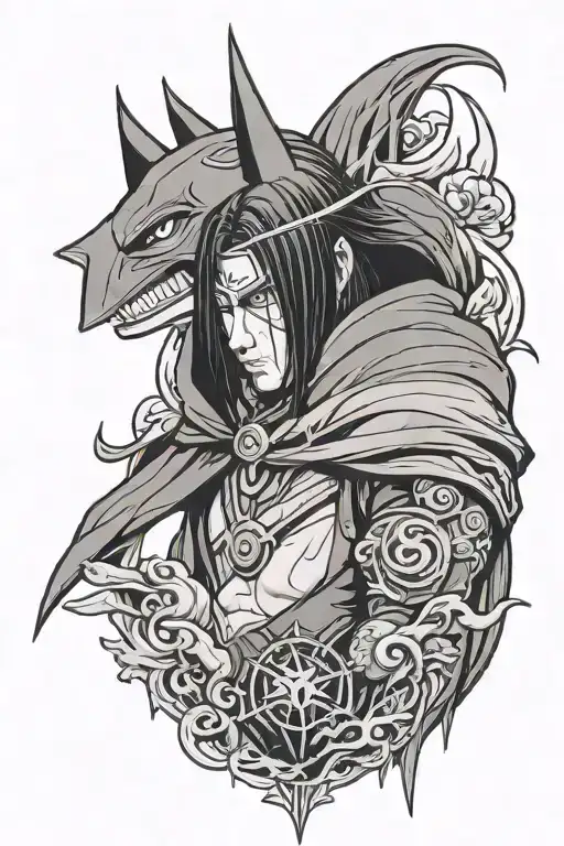 itachi uchiha and batman tattoo design idea