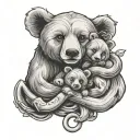 Mother & son, strength, anchor, 6/12/20, 11:37p, Grayson James, mama & baby bear tattoo design idea
