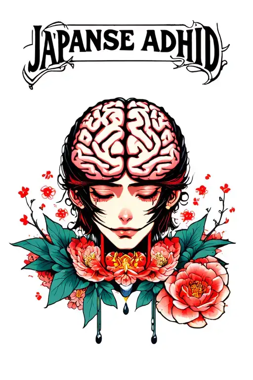 japanese adhd brain tattoo design idea