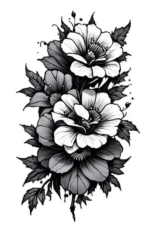 poisonous flowers with negative space themed tattoo tattoo design idea