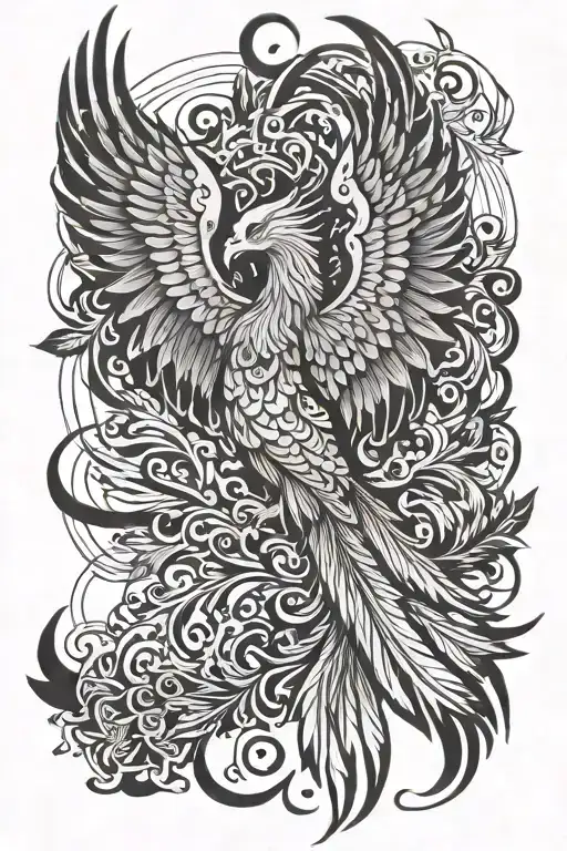 phoenix with outstretched wings tattoo design idea