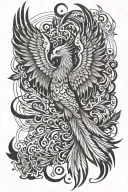 phoenix with outstretched wings tattoo design idea