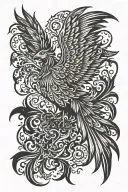 phoenix with outstretched wings tattoo design idea