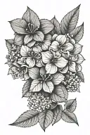 hydrangea and xoxo tattoo design idea