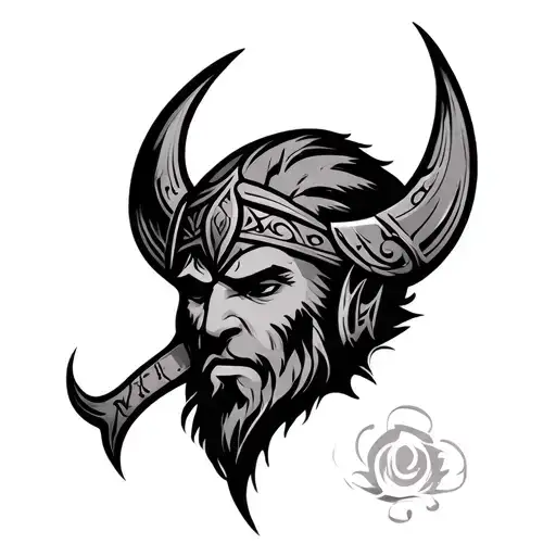 viking neo tribal style tattoo design idea