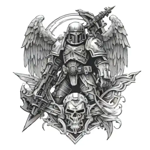 Warhammer 40k Dark Angels Space tattoo design idea
