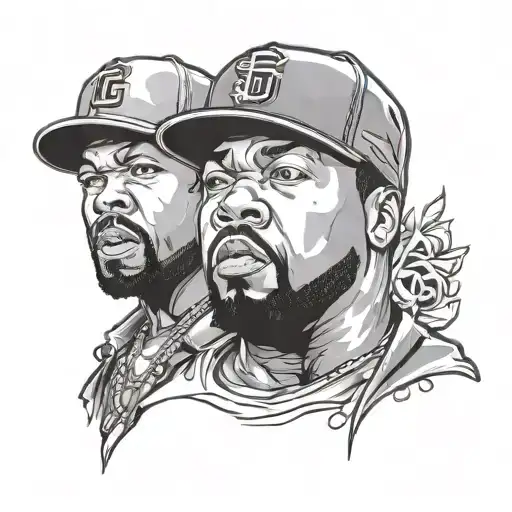 ice cube rapper and 50 cent rapper tattoo design idea