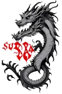 "SURYA" make this text tattoo dragon  tattoo design idea