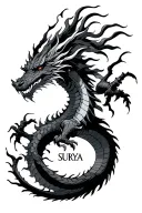 "SURYA" make this text tattoo dragon  tattoo design idea