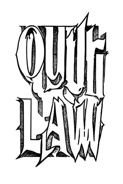 "Outlaw" outlaw font going vertically tattoo design idea