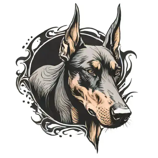 Doberman is angry tattoo design idea