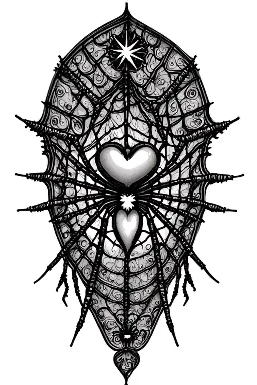 spider web with heart,star tattoo design idea