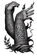 futhark ruin arm sleeve tattoo design idea