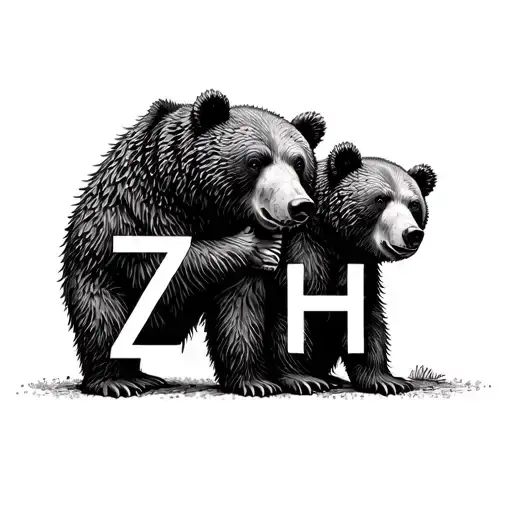 2 brother bears with the letters Z and H tattoo design idea