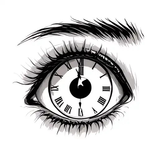 anime eye with clock inside tattoo design idea