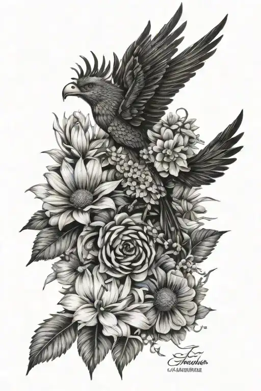 fenix and gerberas and tattoo design idea