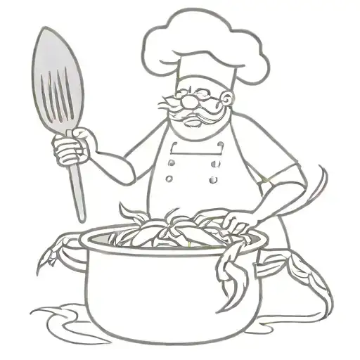 chef crab cooking pot overflowing tattoo design idea