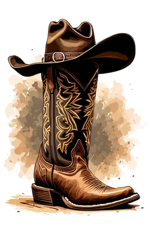 Cowboy Boot and hat tattoo design idea