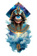 Space Theme With Cosmic Dust Clouds  Technology with Egyptian And Inka Symbolism And all seing eye Tattoo tattoo design idea