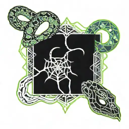 feminine snake and spider with web tattoo design idea