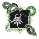 feminine snake and spider with web tattoo design idea