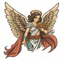 Animated angel carrying a munfo tattoo design idea