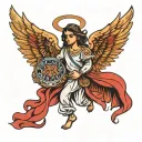 Animated angel carrying a munfo tattoo design idea