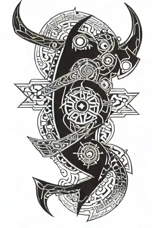 compas and Indonesian karambit knife named prasetya tattoo design idea