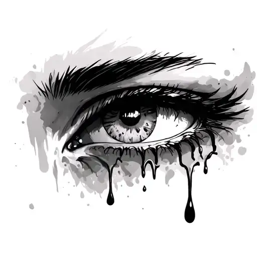 One eye crying no brows tattoo tears are drastic and sad design  tattoo design idea