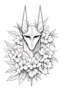 Anubis with Libra, leaf flowers tattoo design idea