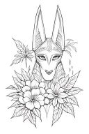 Anubis with Libra, leaf flowers tattoo design idea