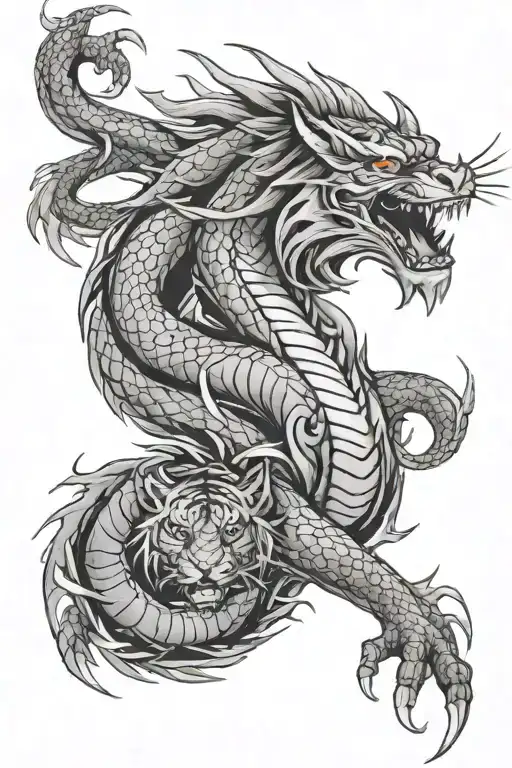 dragon-tiger tattoo design idea